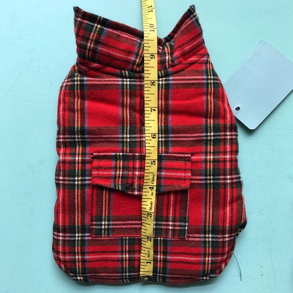 NEW REVERSIBLE Dog Coat XS Plaid Red Black + Red / Denim Leash - Picture 7 of 15